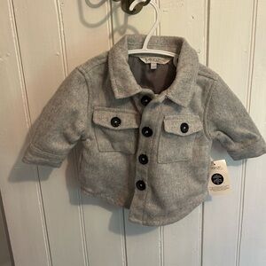 NEW George 0/3m grey button up felt jacket
